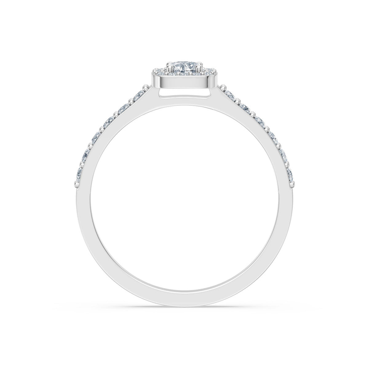 Inel de Logodnă din Aur cu Diamant Central Rotund Briliant și Diamante Laterale 0,46 CT