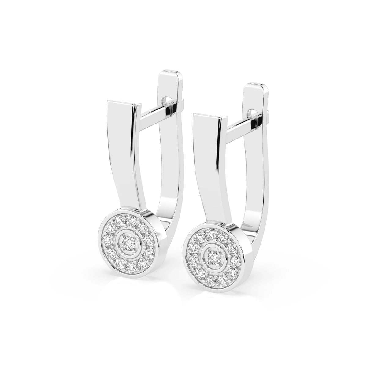 Cercei din Aur cu Diamante, Forma Rotund Briliant, 0,15 CT