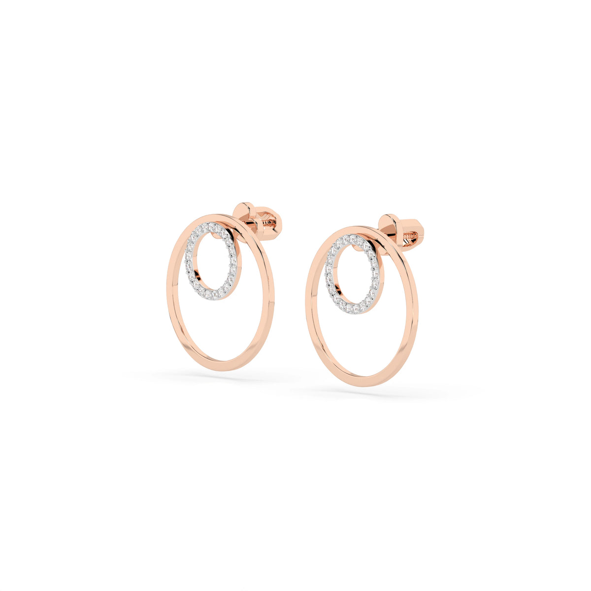 Cercei din Aur cu Diamante, Forma Rotund Briliant, 0,25 CT