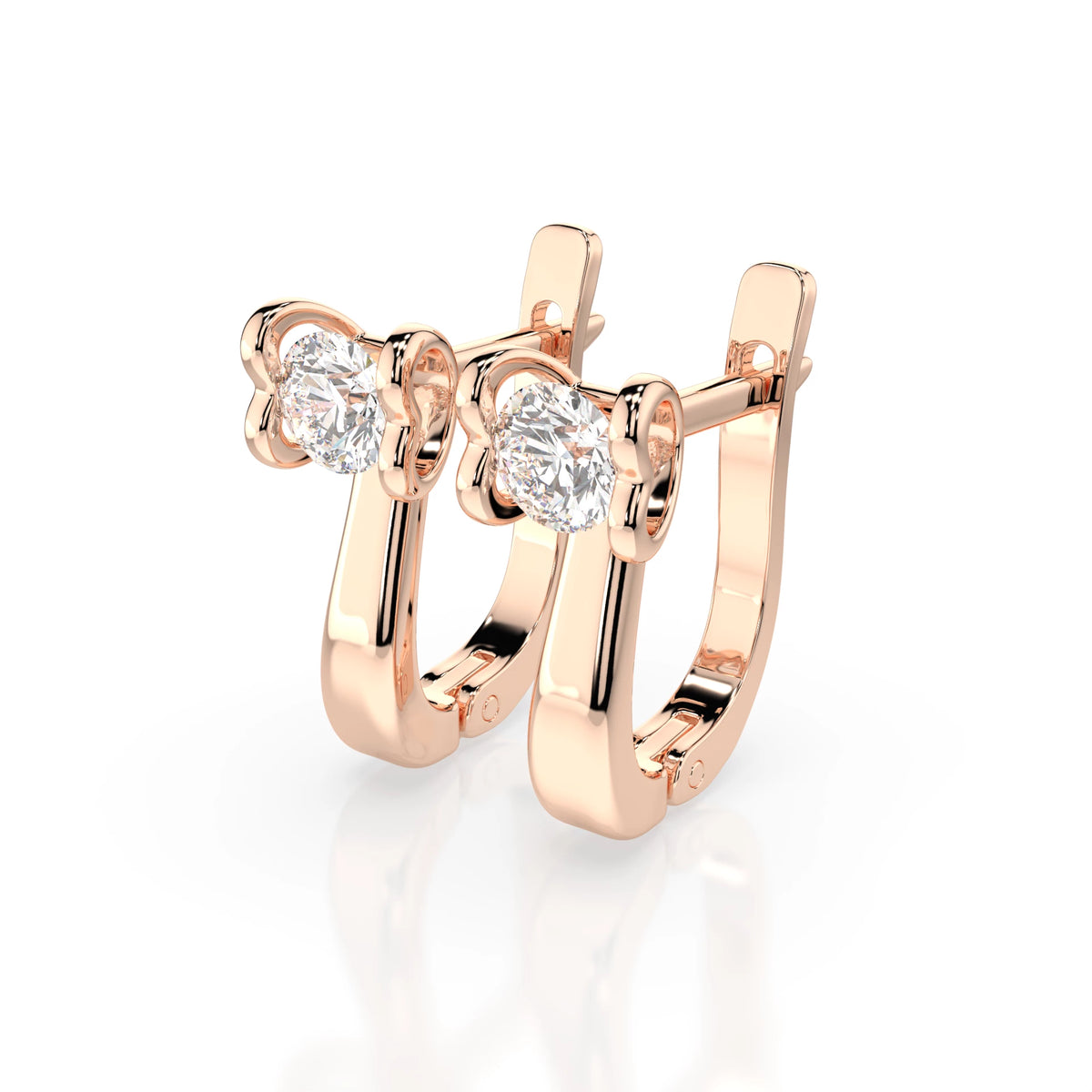 Cercei din Aur cu Diamante, Forma Rotund Briliant, 0,50 CT