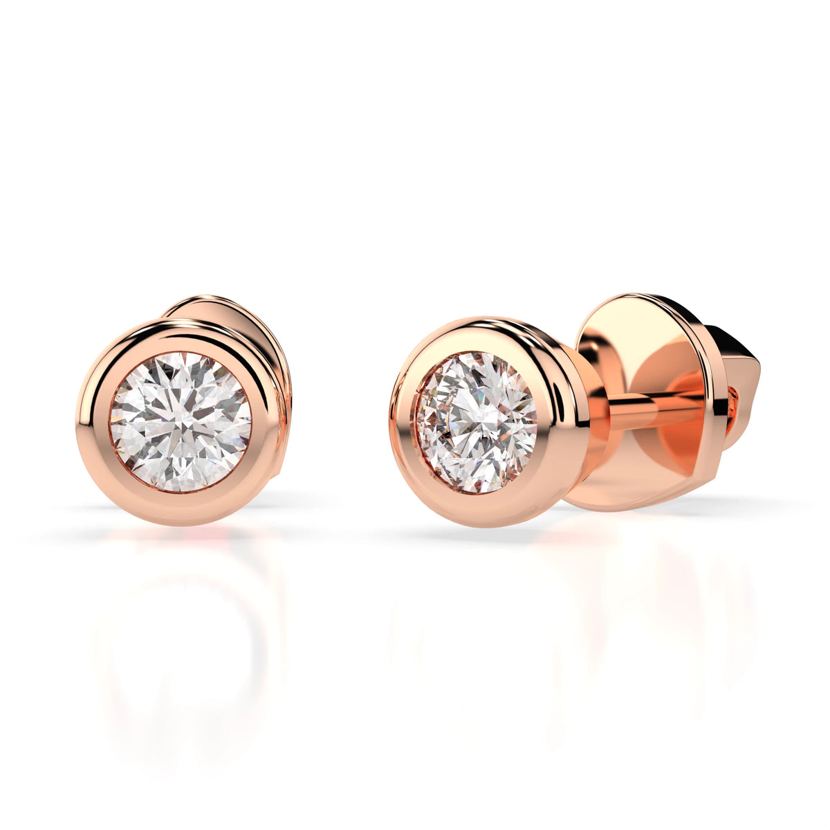 Cercei din Aur cu Diamante, Forma Rotund Briliant, 0,30 CT
