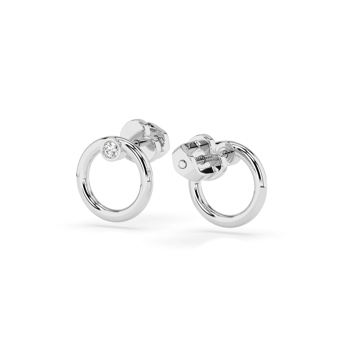 Cercei din Aur cu Diamante, Forma Rotund Briliant, 0,06 CT