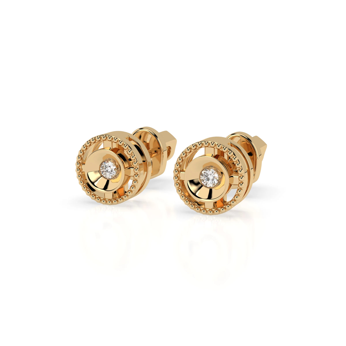 Cercei din Aur cu Diamante, Forma Rotund Briliant, 0,04 CT