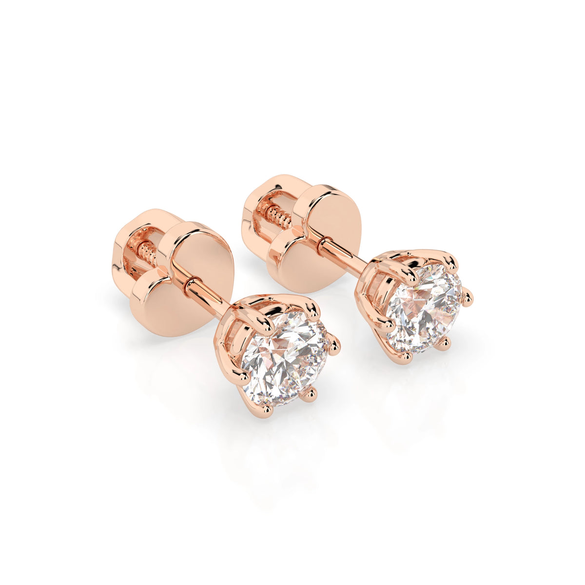 Cercei din Aur cu Diamante, Forma Rotund Briliant, 0,60 CT