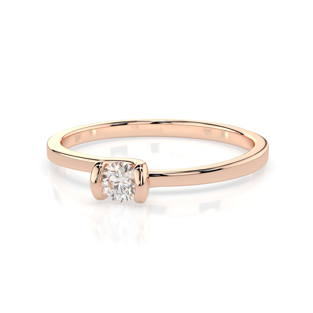 Inel de Logodnă Solitaire din Aur, Diamant Rotund Briliant 0,06 CT