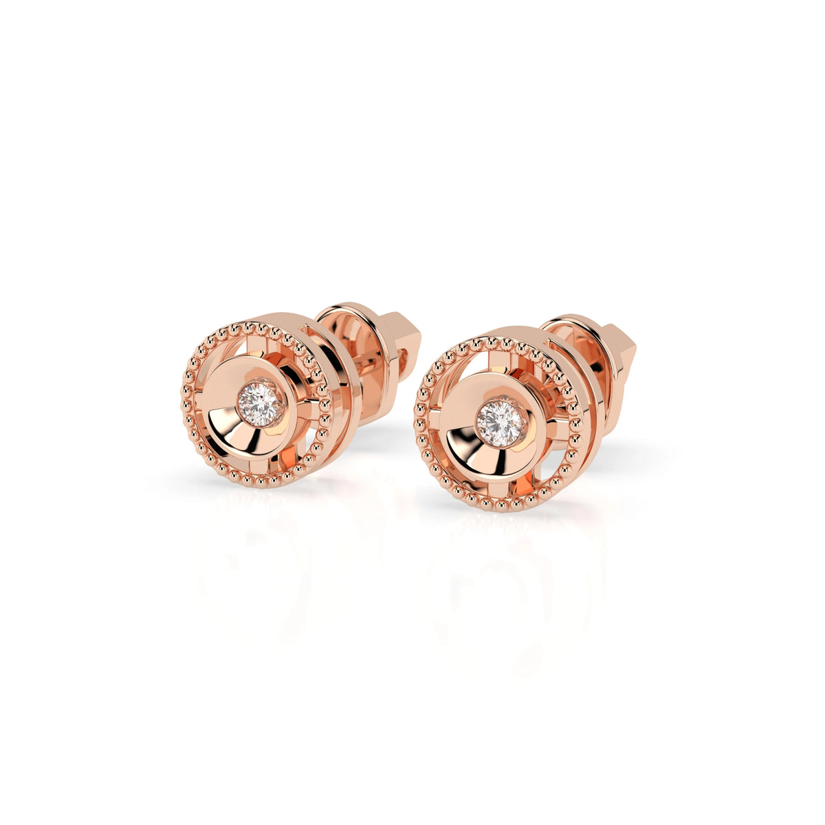 Cercei din Aur cu Diamante, Forma Rotund Briliant, 0,04 CT