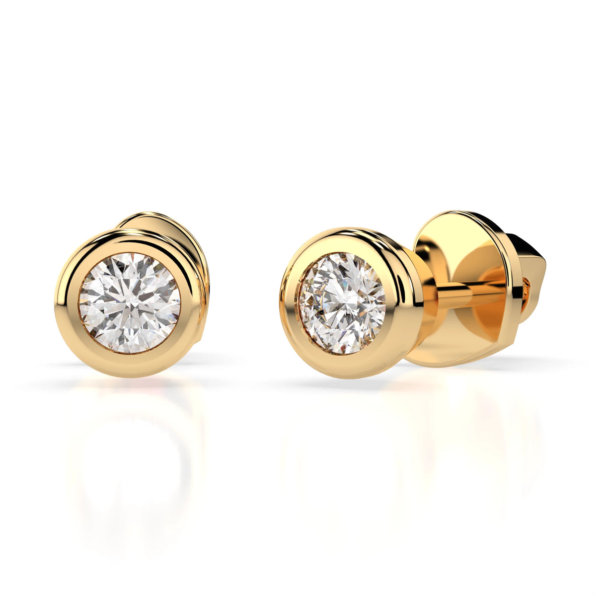 Cercei din Aur cu Diamante, Forma Rotund Briliant, 0,30 CT