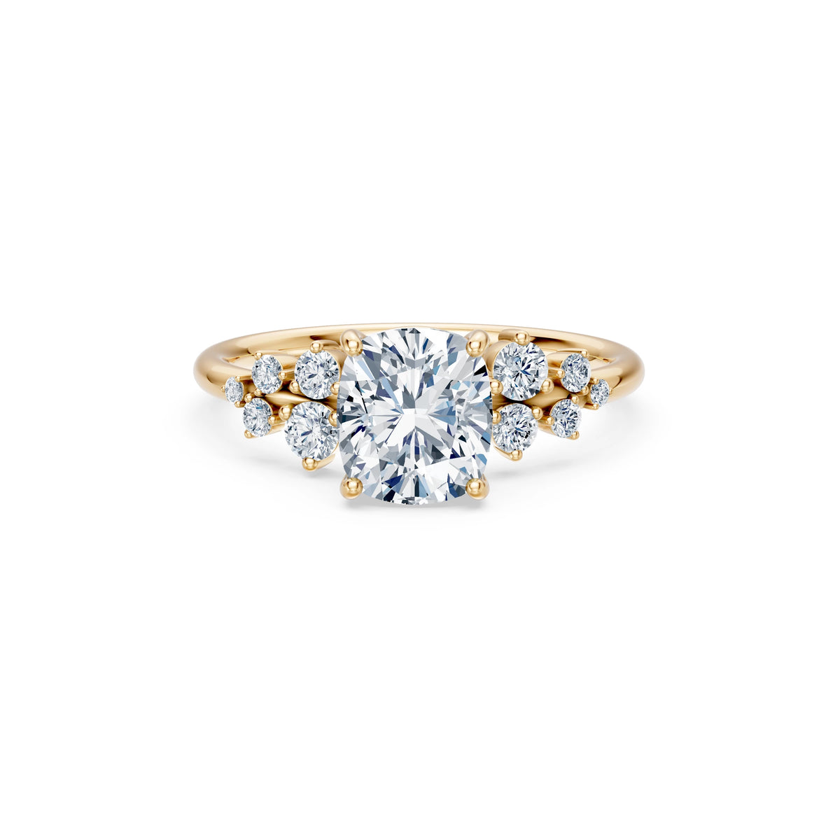 Inel de Logodnă din Aur cu Diamant Central Cushion și Diamante Laterale 2,36 CT