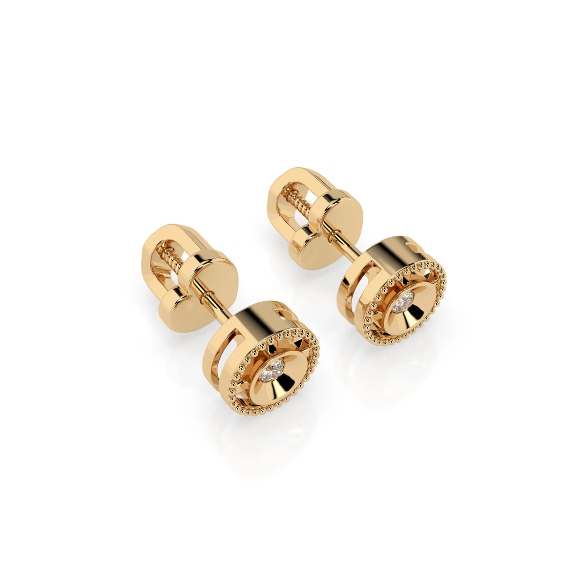 Cercei din Aur cu Diamante, Forma Rotund Briliant, 0,04 CT