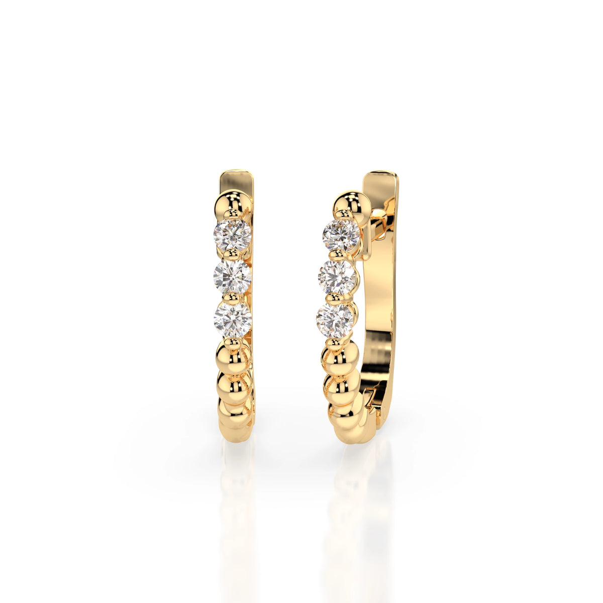 Cercei din Aur cu Diamante, Forma Rotund Briliant, 0,18 CT