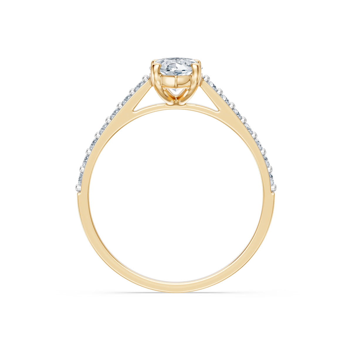 Inel de Logodnă din Aur cu Diamant Central Marquise și Diamante Laterale 1,28 CT