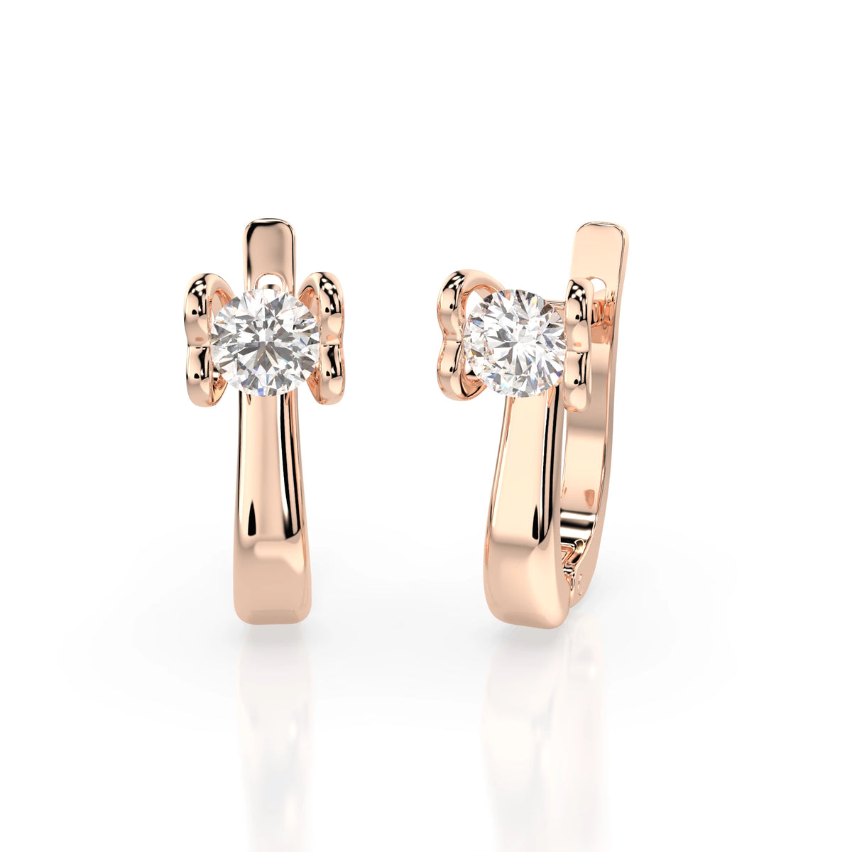 Cercei din Aur cu Diamante, Forma Rotund Briliant, 0,50 CT