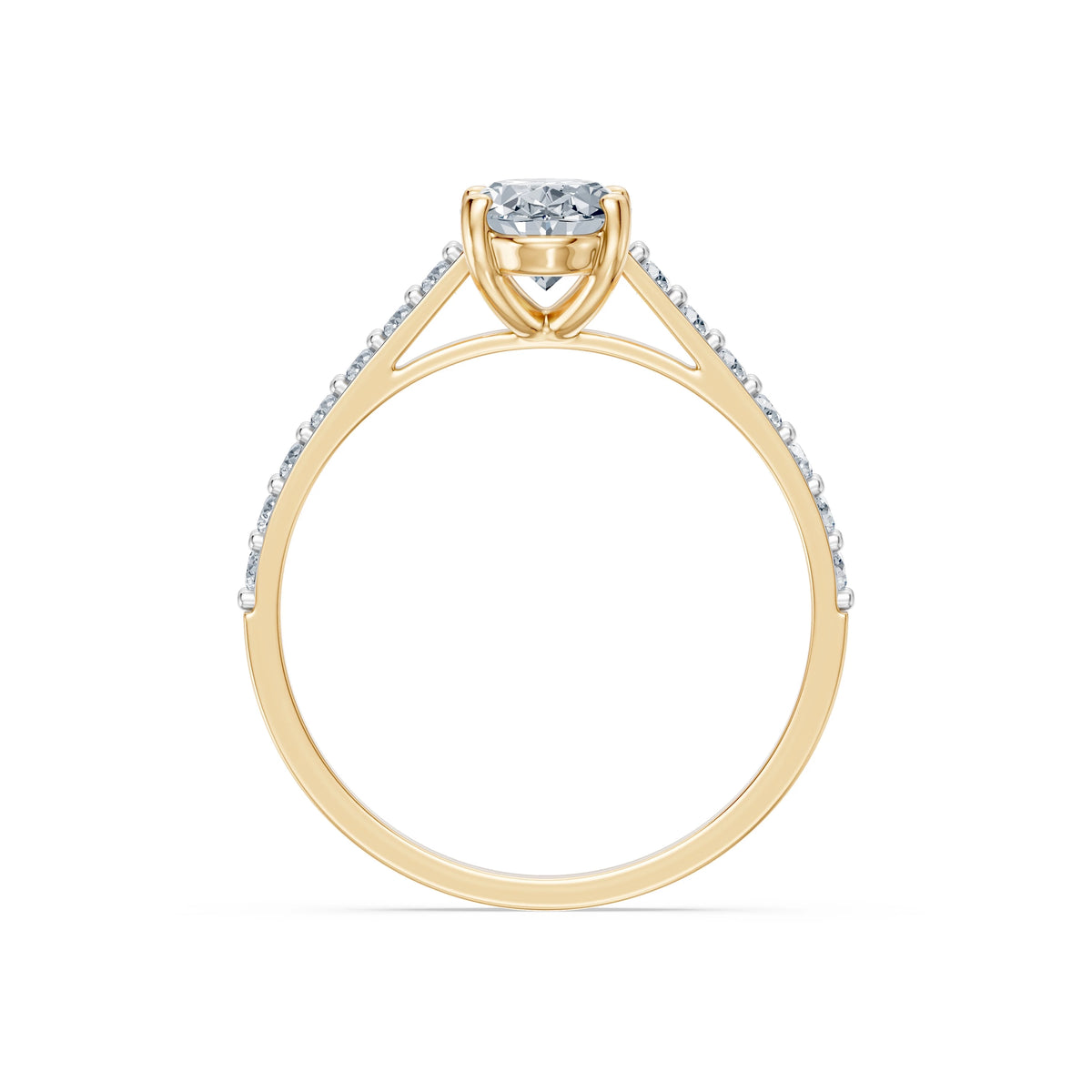 Inel de Logodnă din Aur cu Diamant Central Oval și Diamante Laterale 1,28 CT