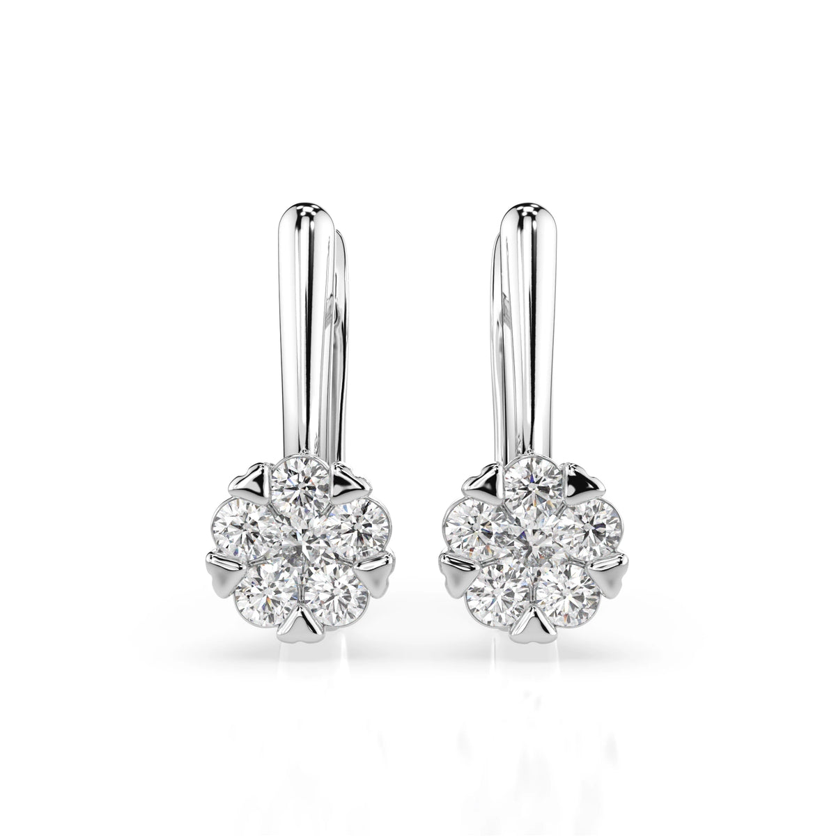 Cercei din Aur cu Diamante, Forma Rotund Briliant, 0,42 CT