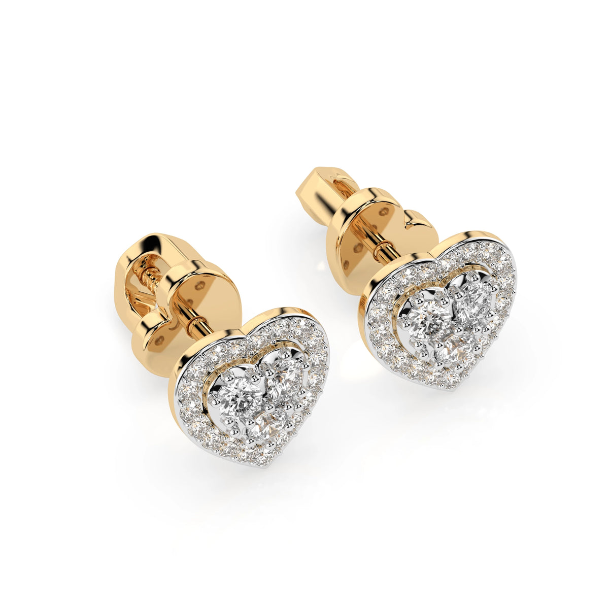 Cercei din Aur cu Diamante, Forma Rotund Briliant, 0,34 CT