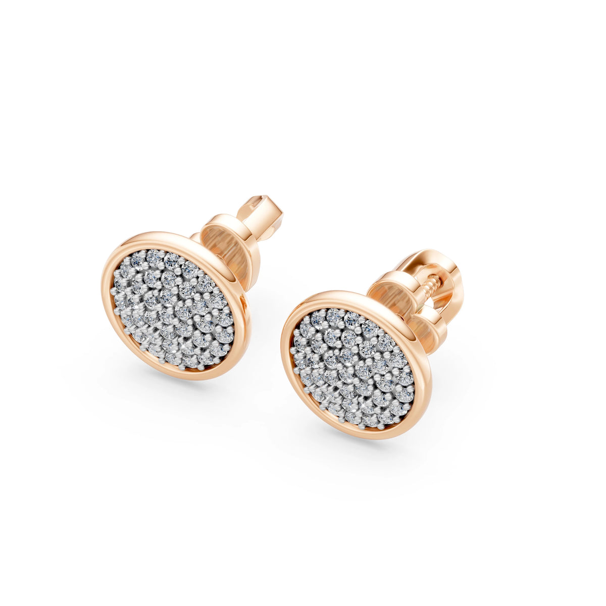 Cercei din Aur cu Diamante, Forma Rotund Briliant, 0,47 CT