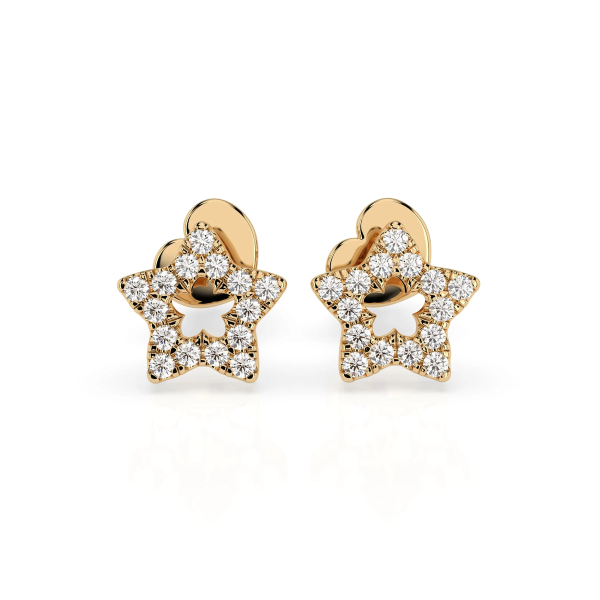 Cercei din Aur cu Diamante, Forma Rotund Briliant, 0,18 CT
