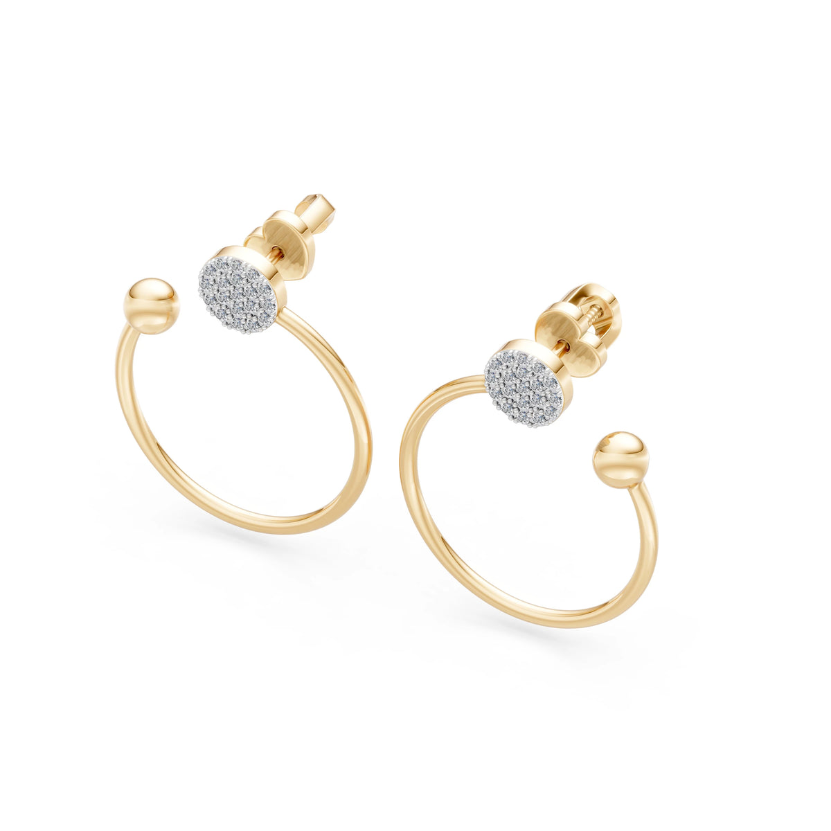 Cercei din Aur cu Diamante, Forma Rotund Briliant, 0,23 CT