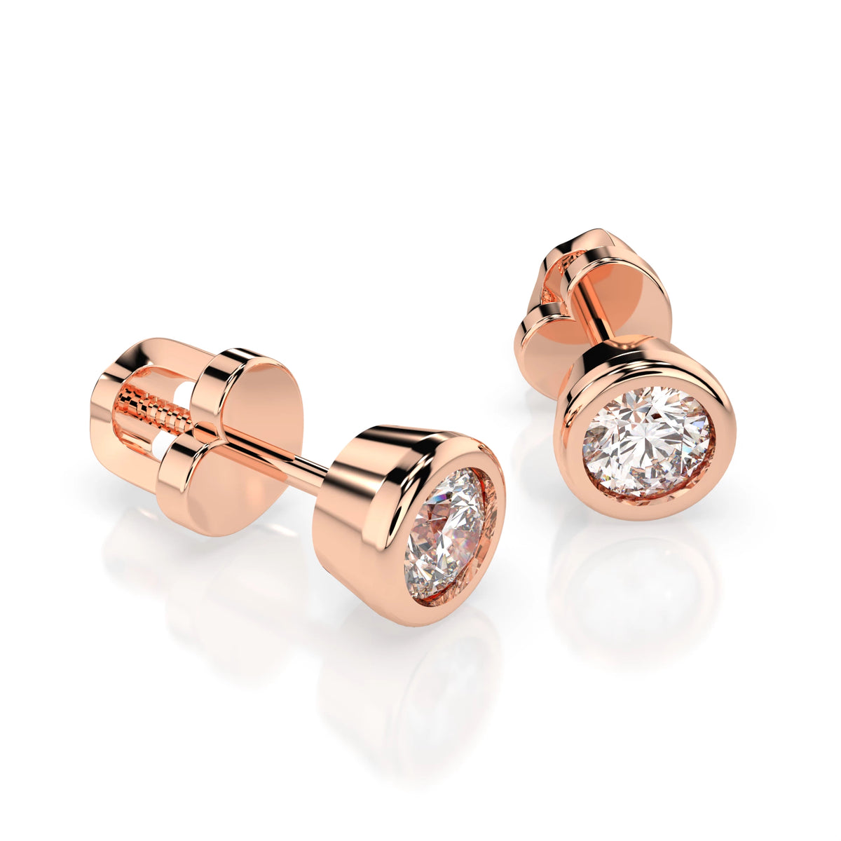 Cercei din Aur cu Diamante, Forma Rotund Briliant, 0,40 CT
