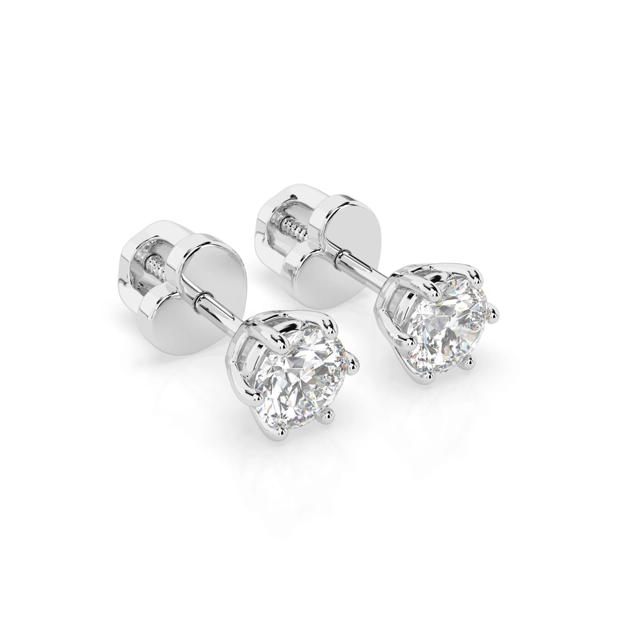 Cercei din Aur cu Diamante, Forma Rotund Briliant, 0,60 CT