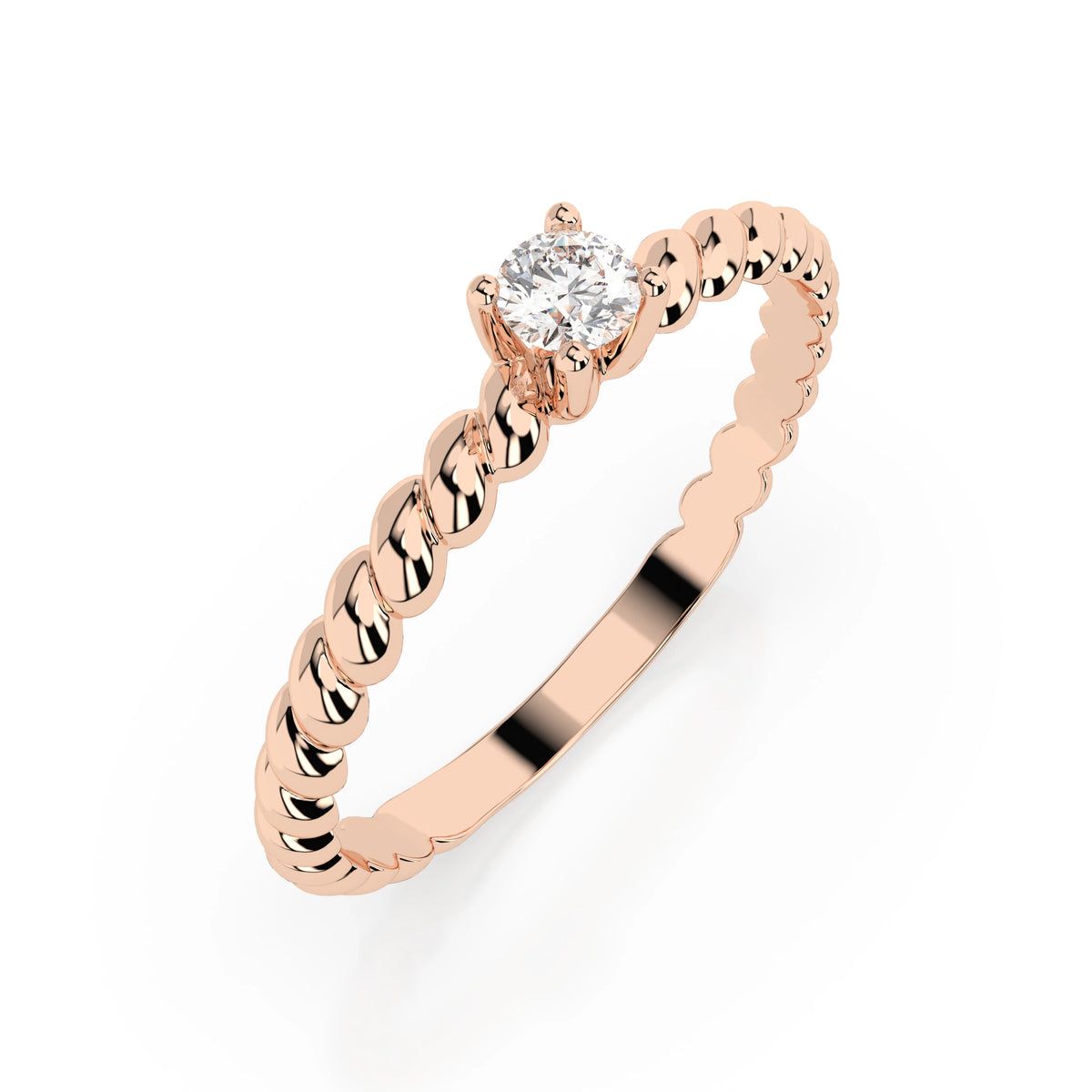 Inel de Logodnă Solitaire din Aur, Diamant Rotund Briliant 0,06 CT