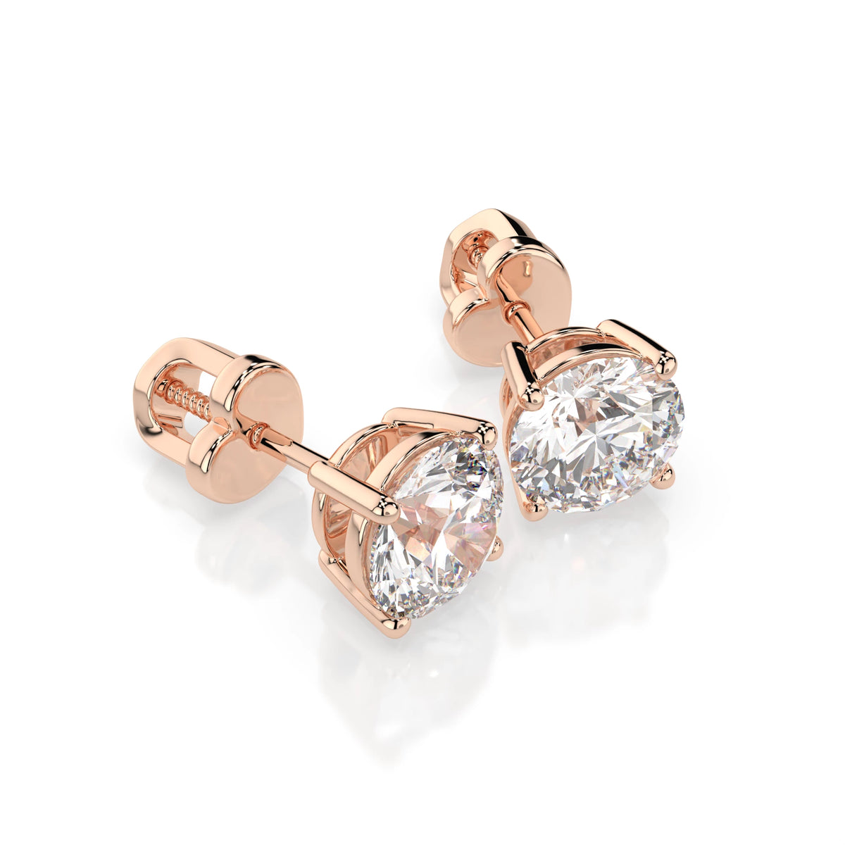 Cercei din Aur cu Diamante, Forma Rotund Briliant, 1,40 CT