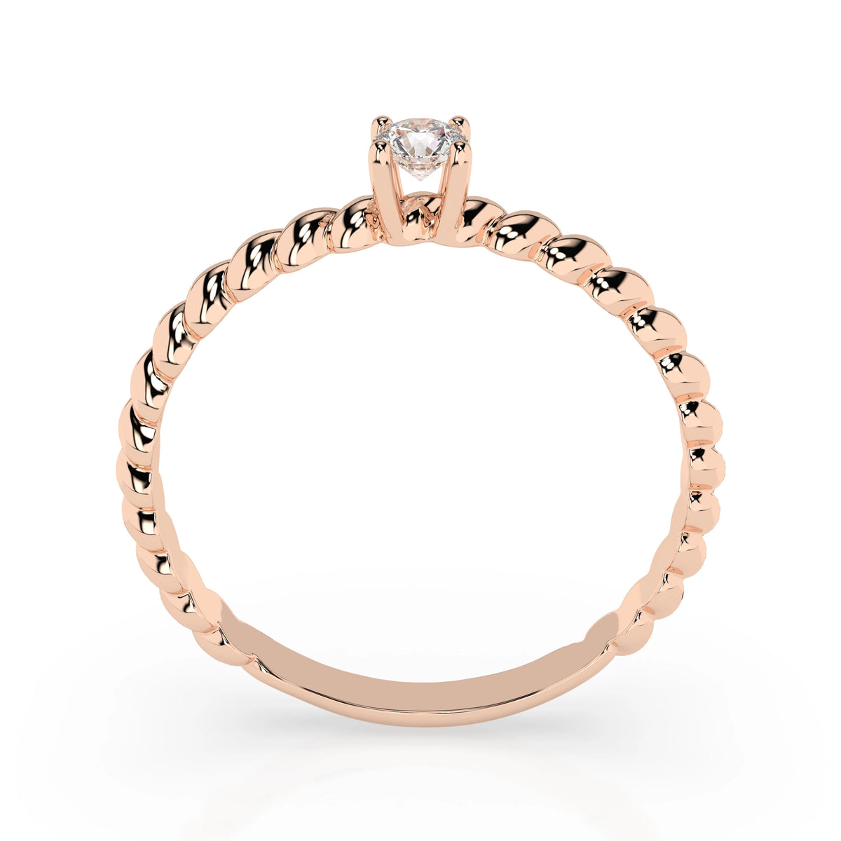 Inel de Logodnă Solitaire din Aur, Diamant Rotund Briliant 0,08 CT