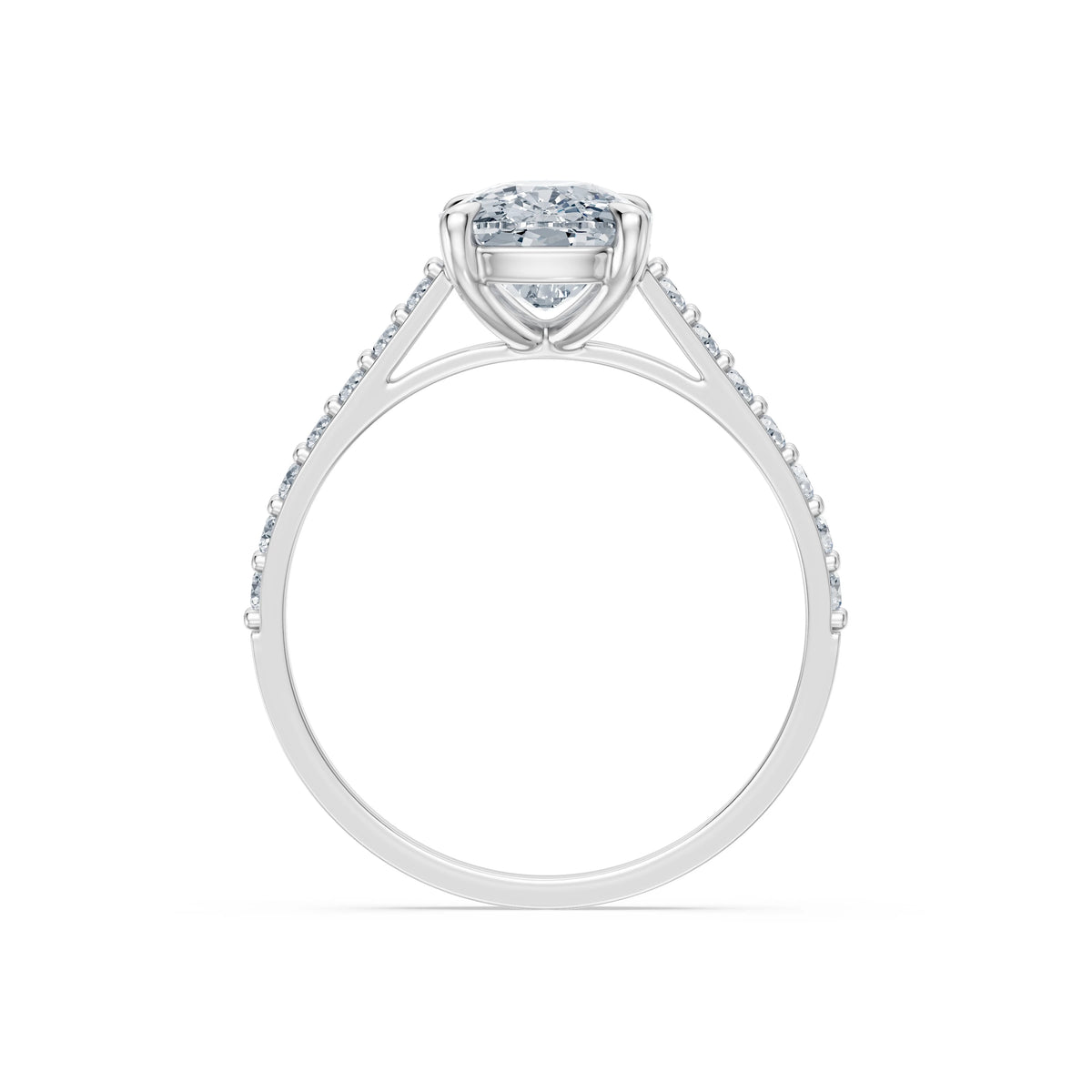 Inel de Logodnă din Aur cu Diamant Central Cushion și Diamante Laterale 2,28 CT