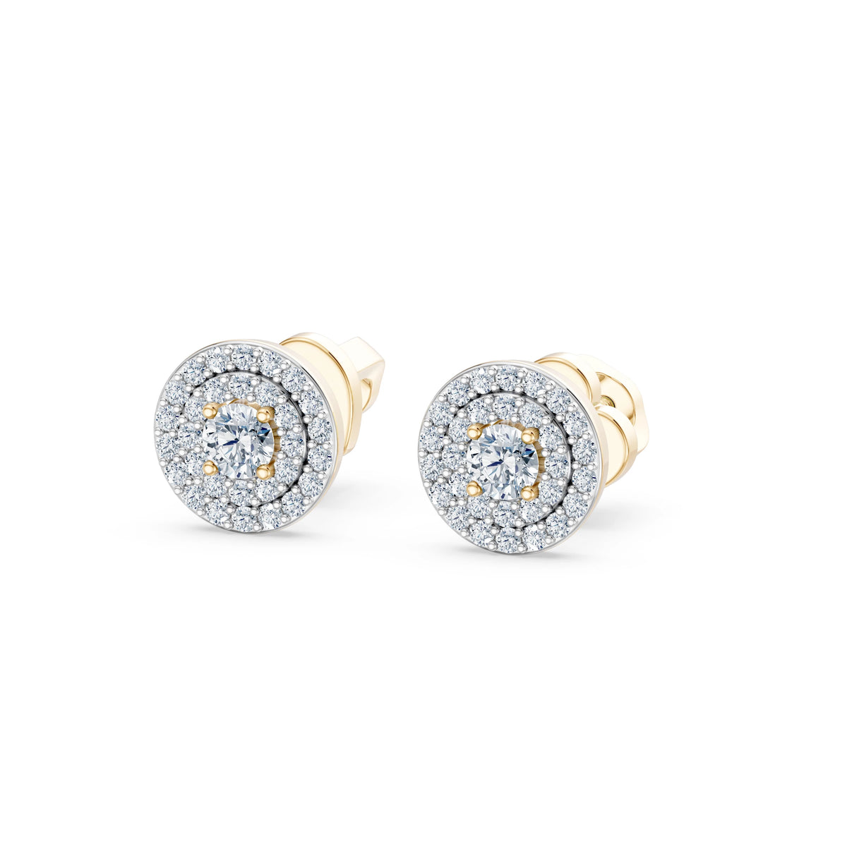 Cercei din Aur cu Diamante, Forma Rotund Briliant, 0,47 CT