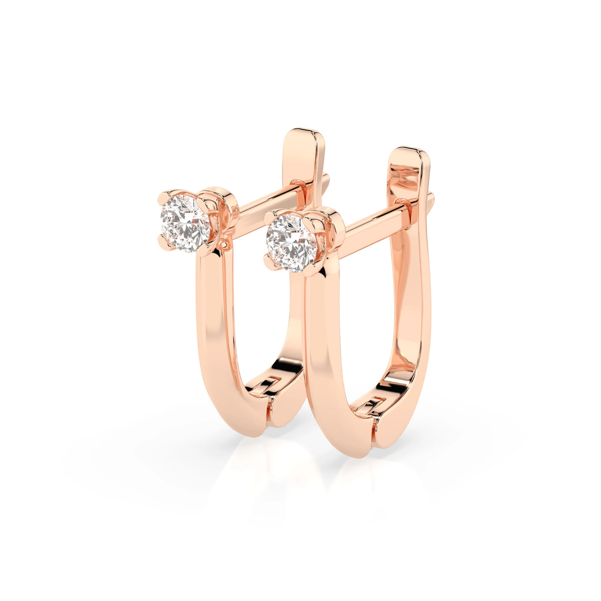 Cercei din Aur cu Diamante, Forma Rotund Briliant, 0,12 CT