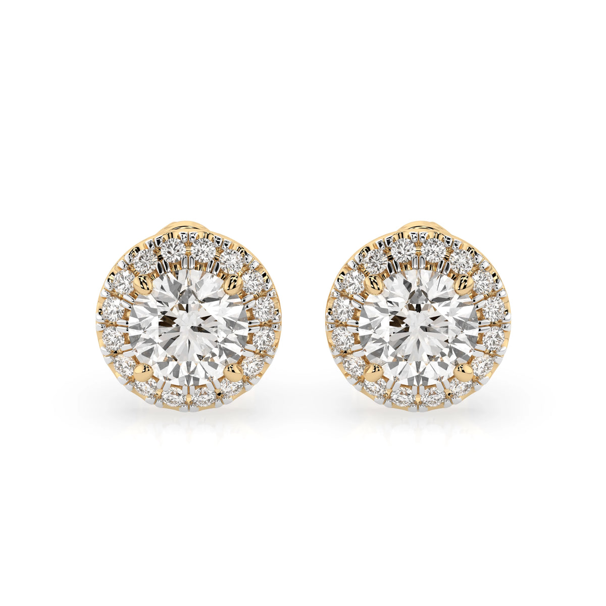 Cercei din Aur cu Diamante, Forma Rotund Briliant, 1,19 CT