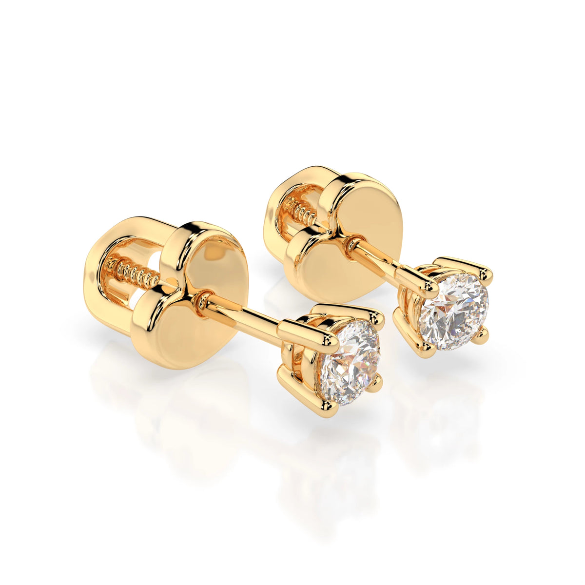 Cercei din Aur cu Diamante, Forma Rotund Briliant, 0,30 CT