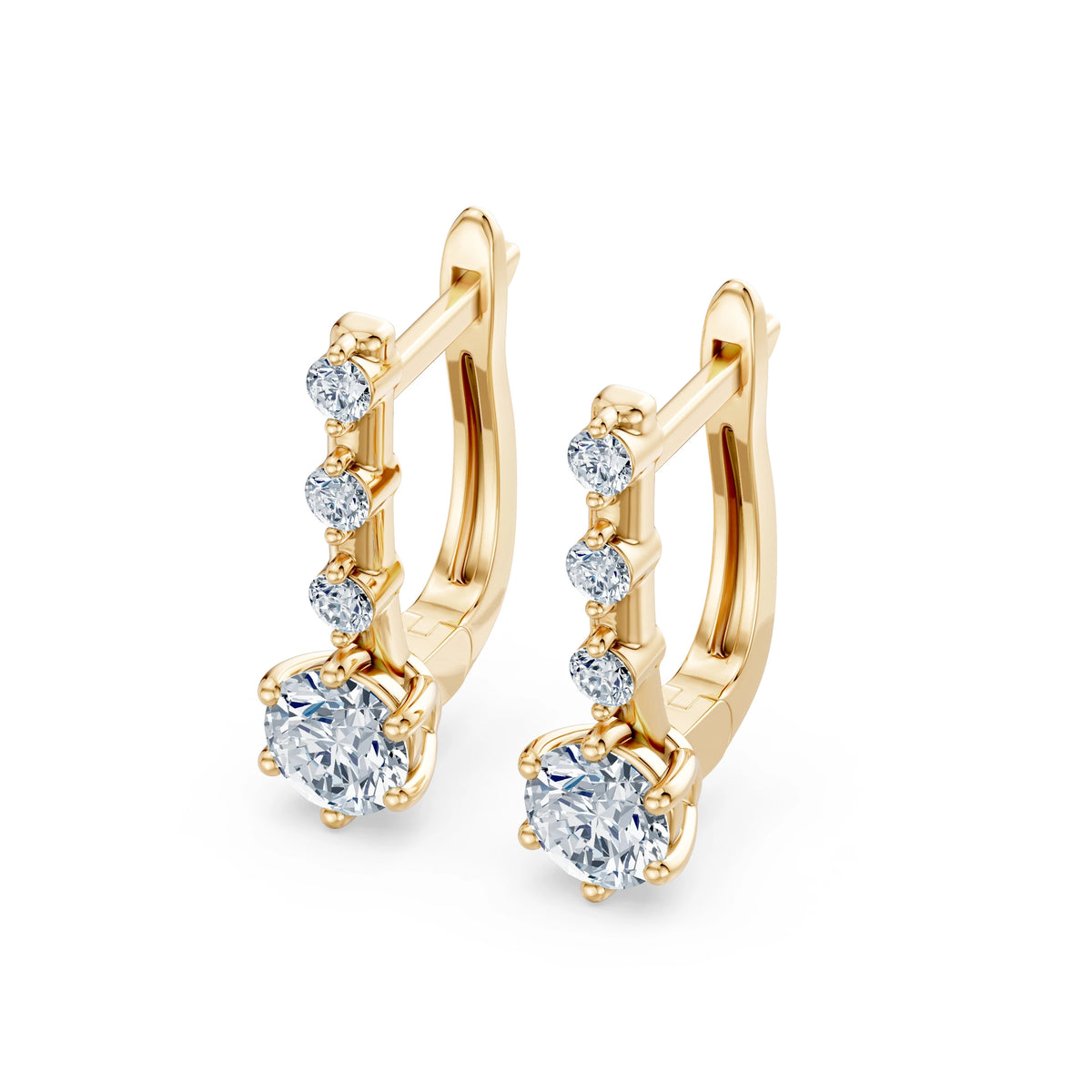 Cercei din Aur cu Diamante, Forma Rotund Briliant, 0,72 CT