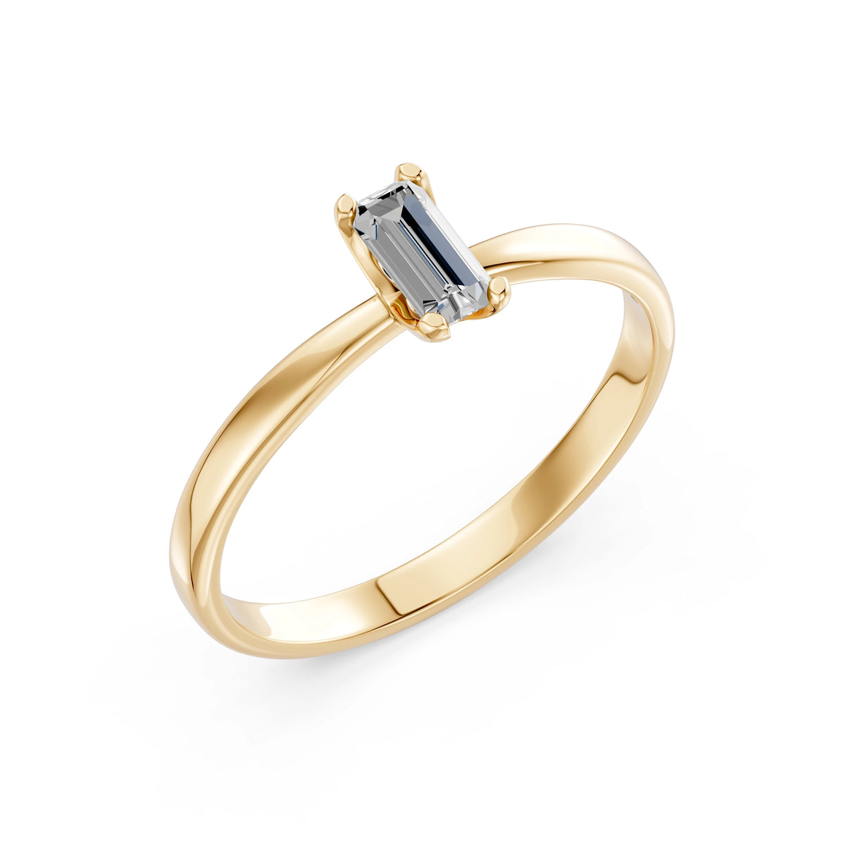 Inel de Logodnă Solitaire din Aur, Diamant Baguette 0,30 CT