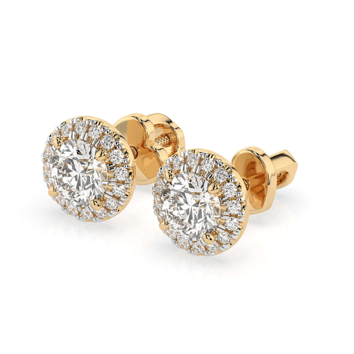 Cercei din Aur cu Diamante, Forma Rotund Briliant, 1,19 CT