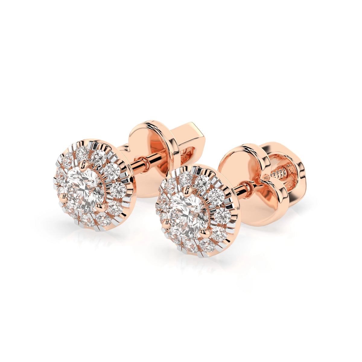 Cercei din Aur cu Diamante, Forma Rotund Briliant, 0,37 CT