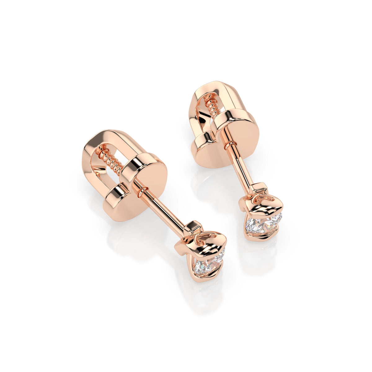 Cercei din Aur cu Diamante, Forma Rotund Briliant, 0,12 CT