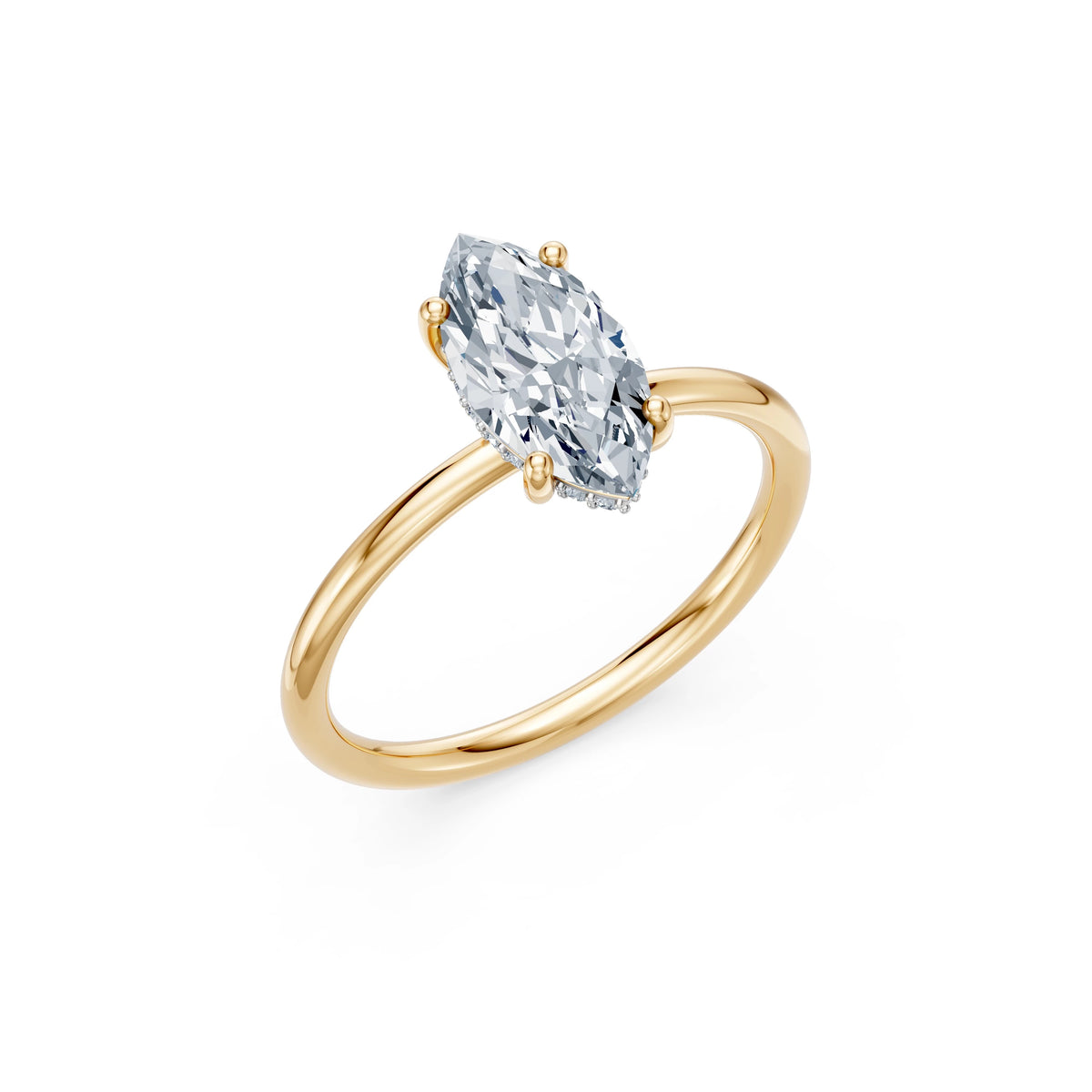 Inel de Logodnă Solitaire din Aur, Diamant Marquise 1,50 CT