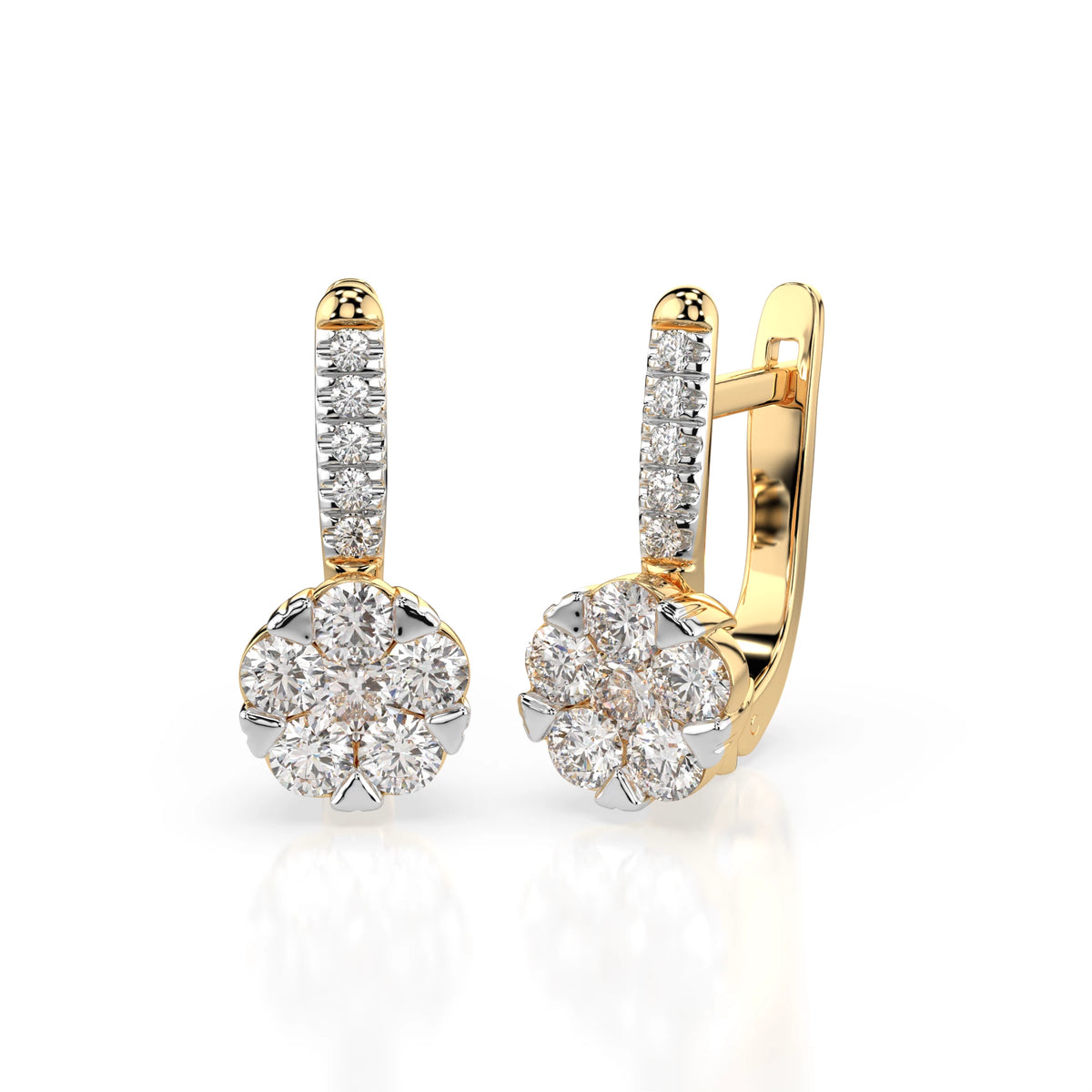 Cercei din Aur cu Diamante, Forma Rotund Briliant, 0,81 CT