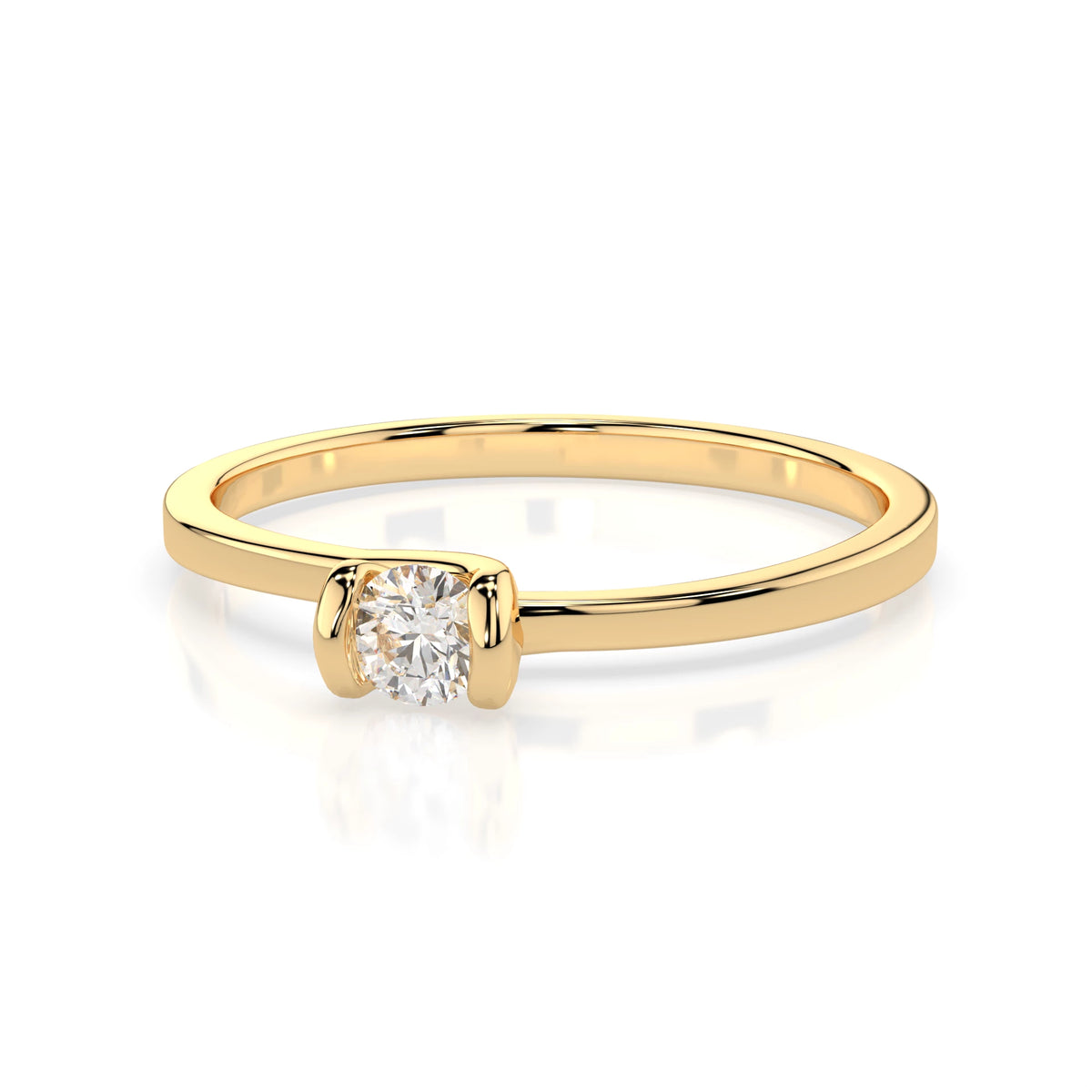 Inel de Logodnă Solitaire din Aur, Diamant Rotund Briliant 0,06 CT