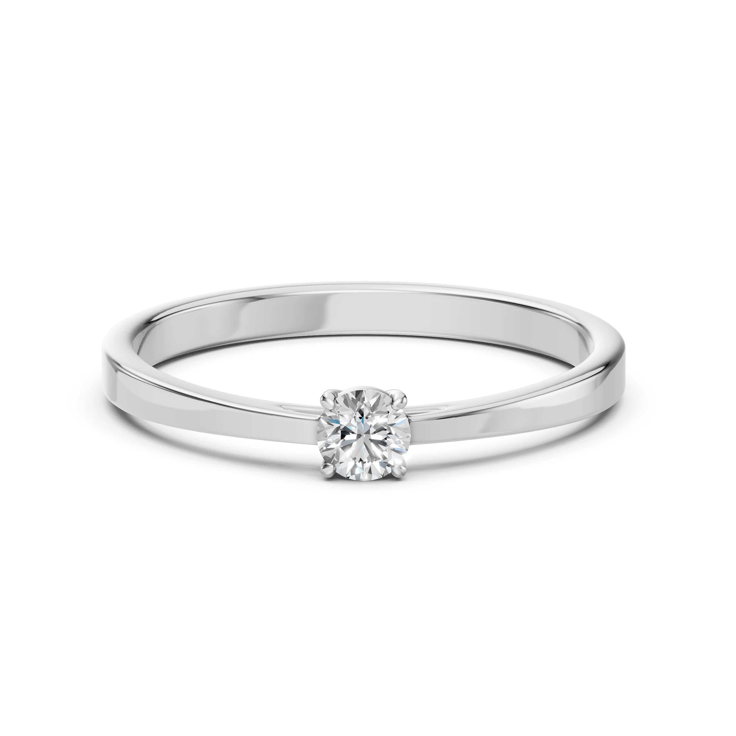 Inel de Logodnă Solitaire din Aur, Diamant Rotund Briliant 0.15 CT