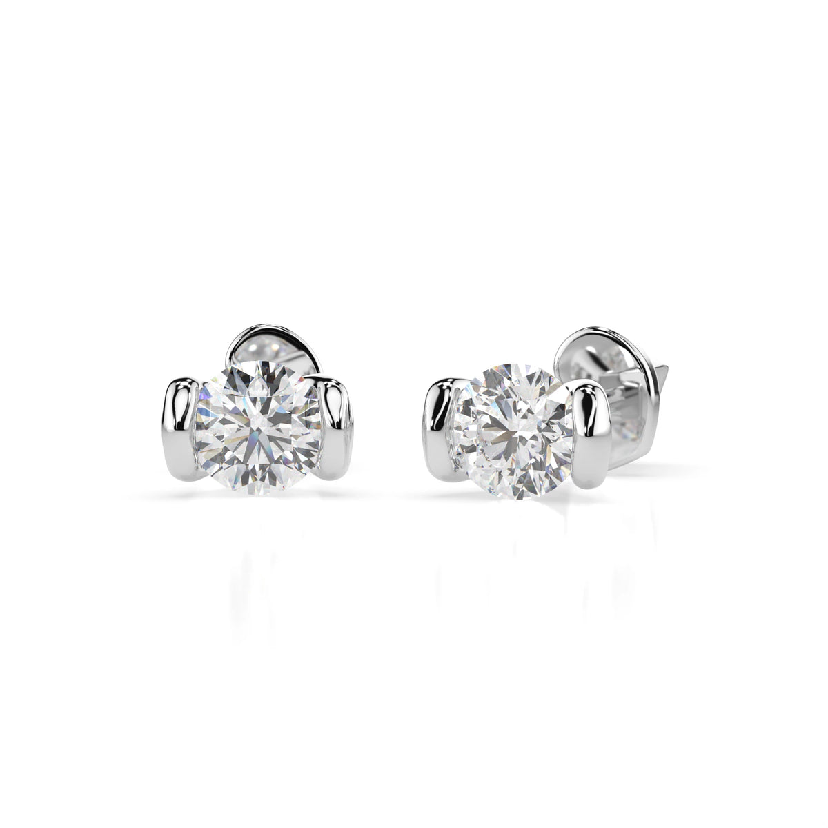 Cercei din Aur cu Diamante, Forma Rotund Briliant, 0,60 CT
