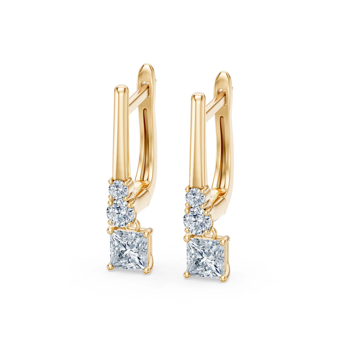 Cercei din Aur cu Diamante, Forma Princess, 0,81 CT