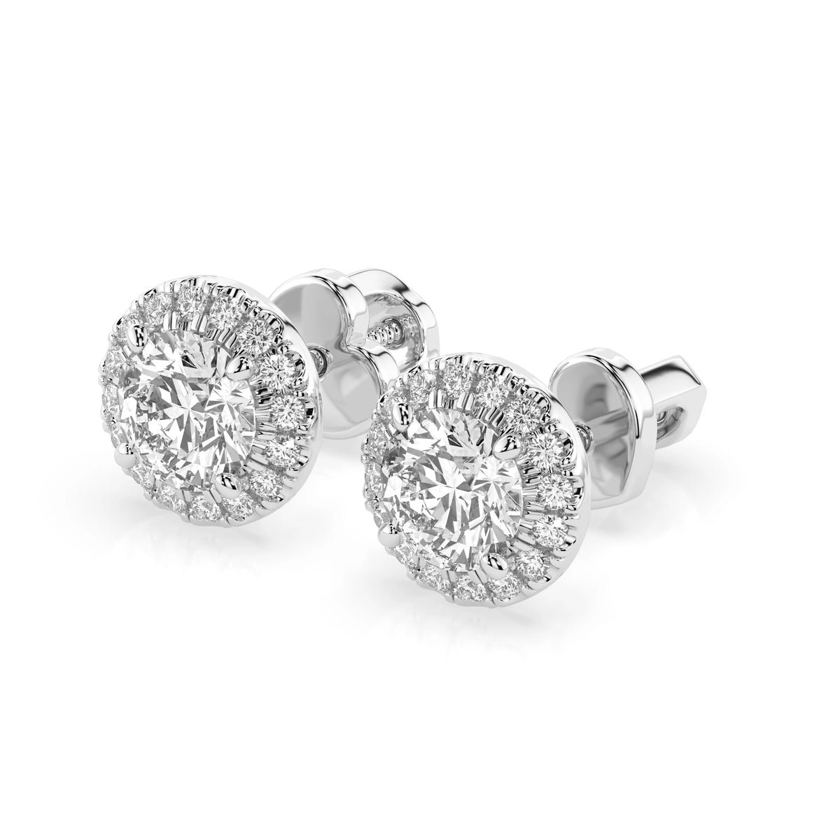 Cercei din Aur cu Diamante, Forma Rotund Briliant, 1,19 CT