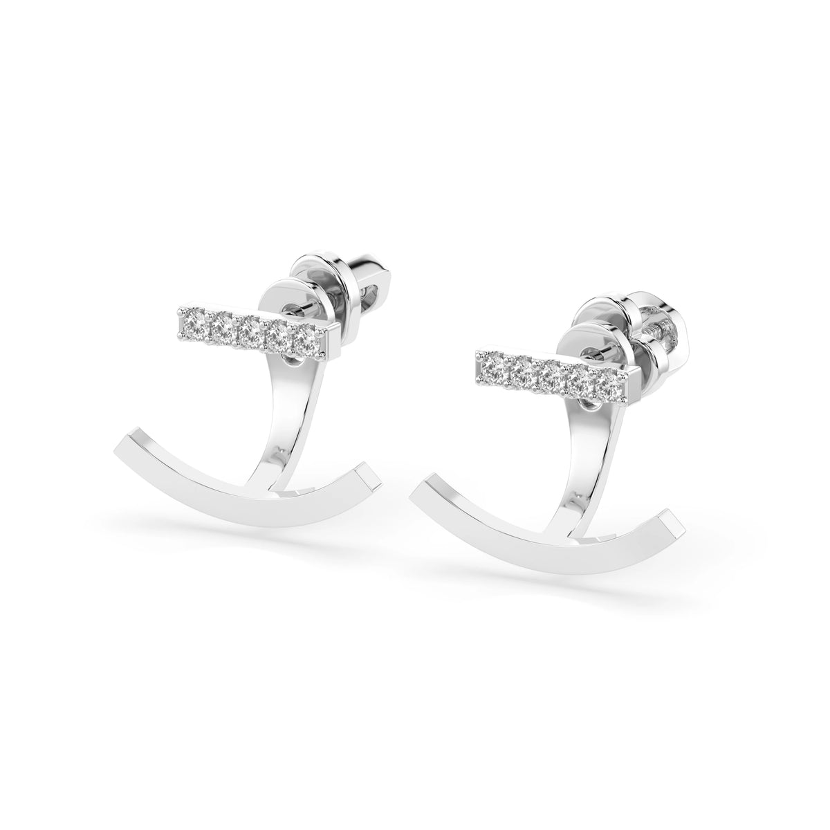 Cercei din Aur cu Diamante, Forma Rotund Briliant, 0,15 CT