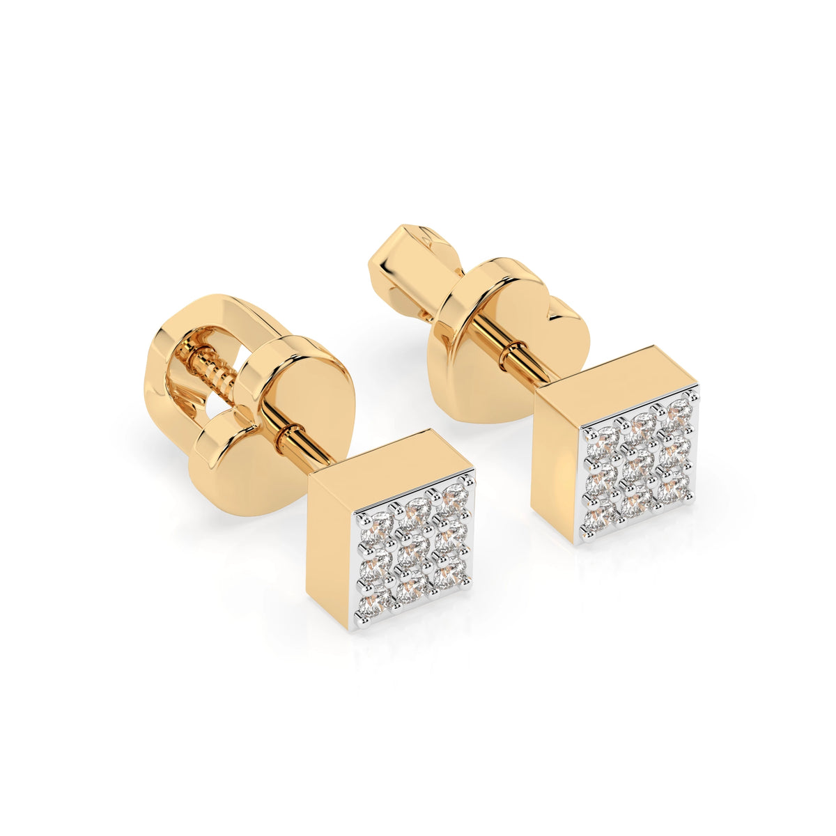 Cercei din Aur cu Diamante, Forma Rotund Briliant, 0,11 CT