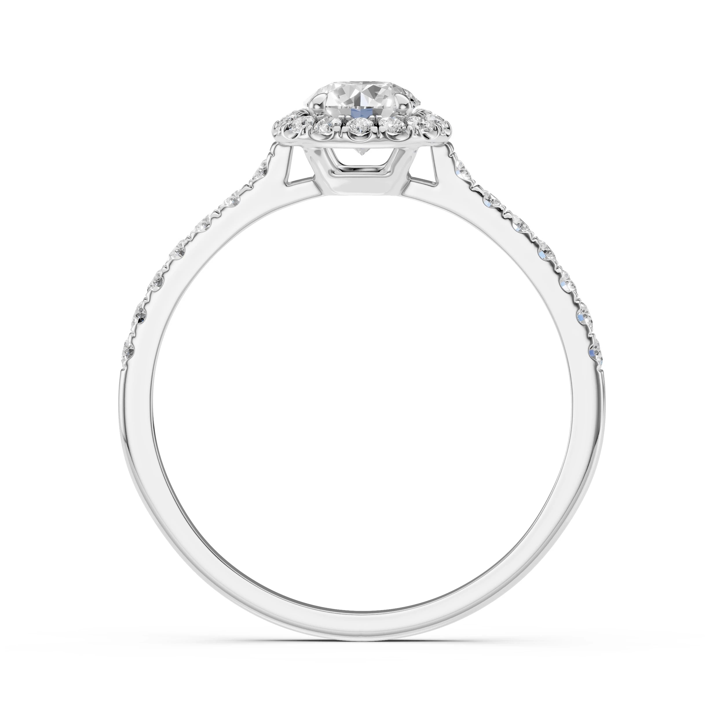 Inel de Logodnă din Aur cu Diamant Central și Diamante Laterale Rotunde 0.79 CT