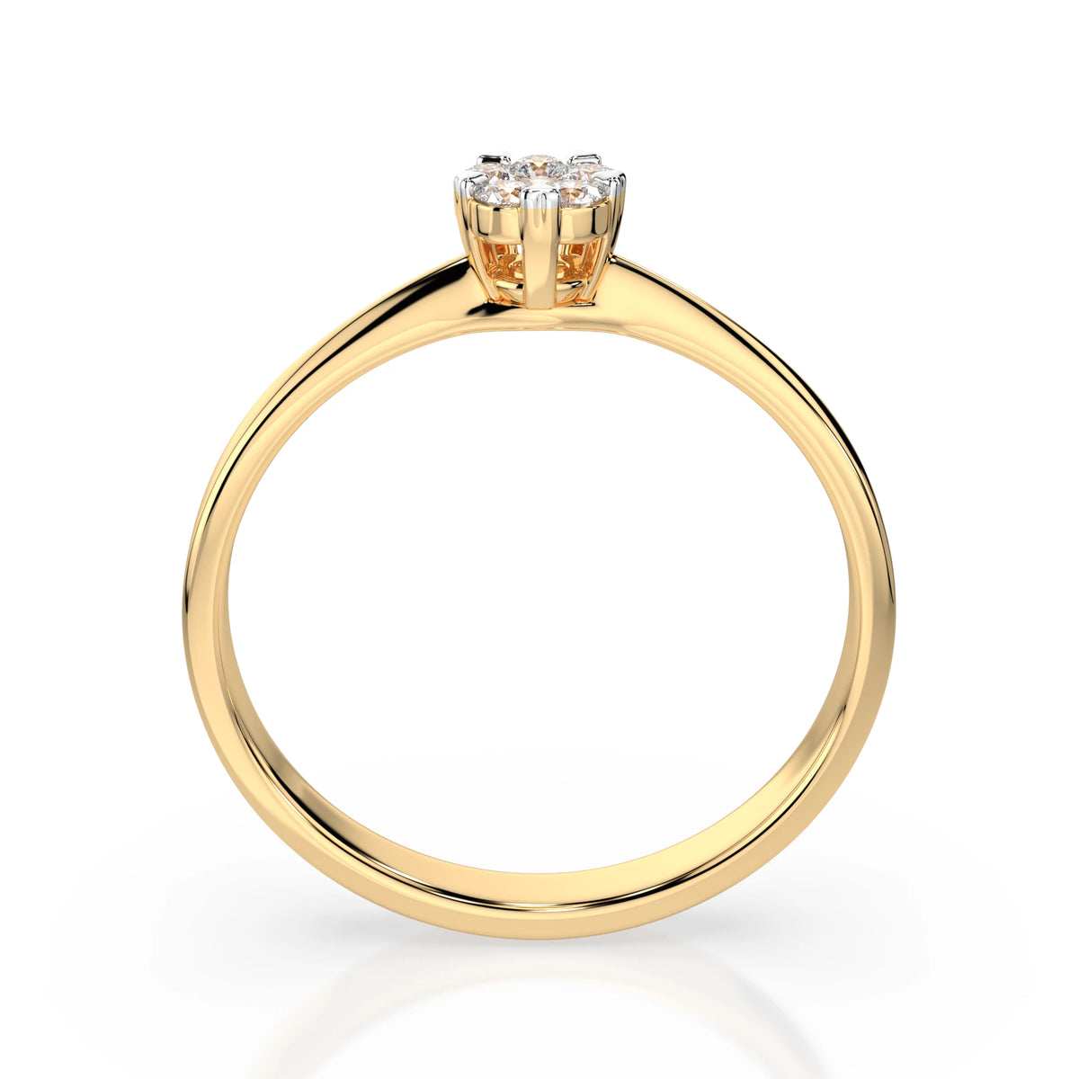 Inel din Aur cu Diamante, Forma Rotund Briliant, 0,12 CT