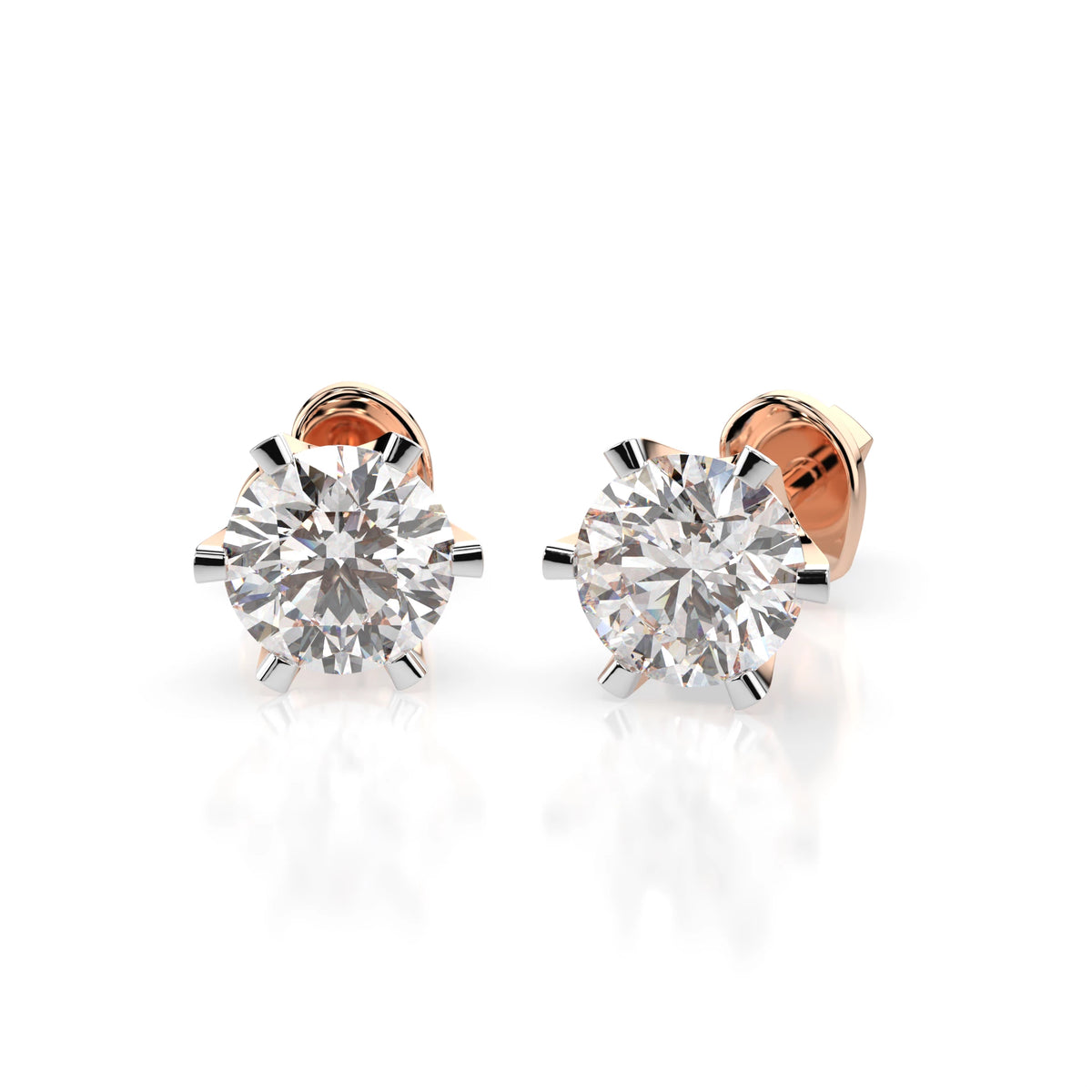 Cercei din Aur cu Diamante, Forma Rotund Briliant, 0,90 CT