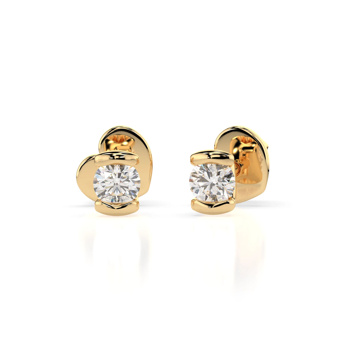 Cercei din Aur cu Diamante, Forma Rotund Briliant, 0,12 CT